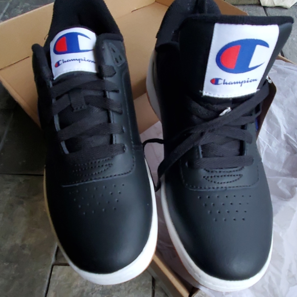 CHAMPION  court low black leather sneakers